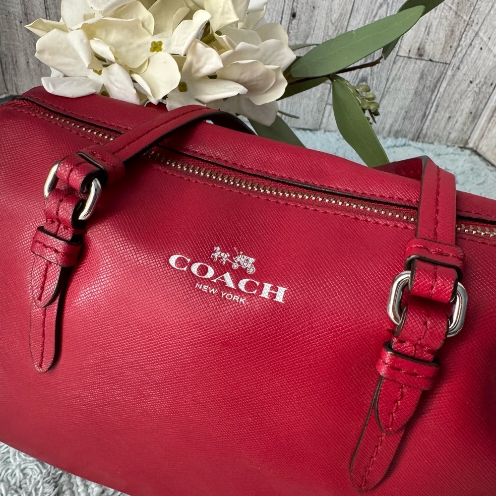 Coach Red Leather Satchel - Picture 5 of 10